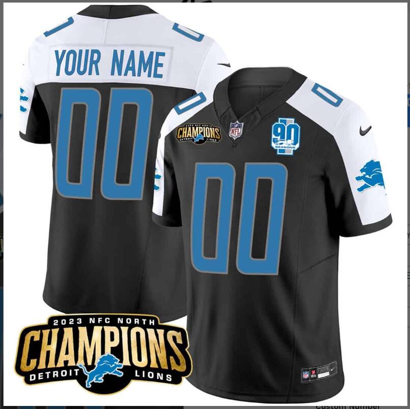 Men 2024 Nike NFL Detroit Lions 2023 NFC North Champions Patch Vapor Custom Jersey V2